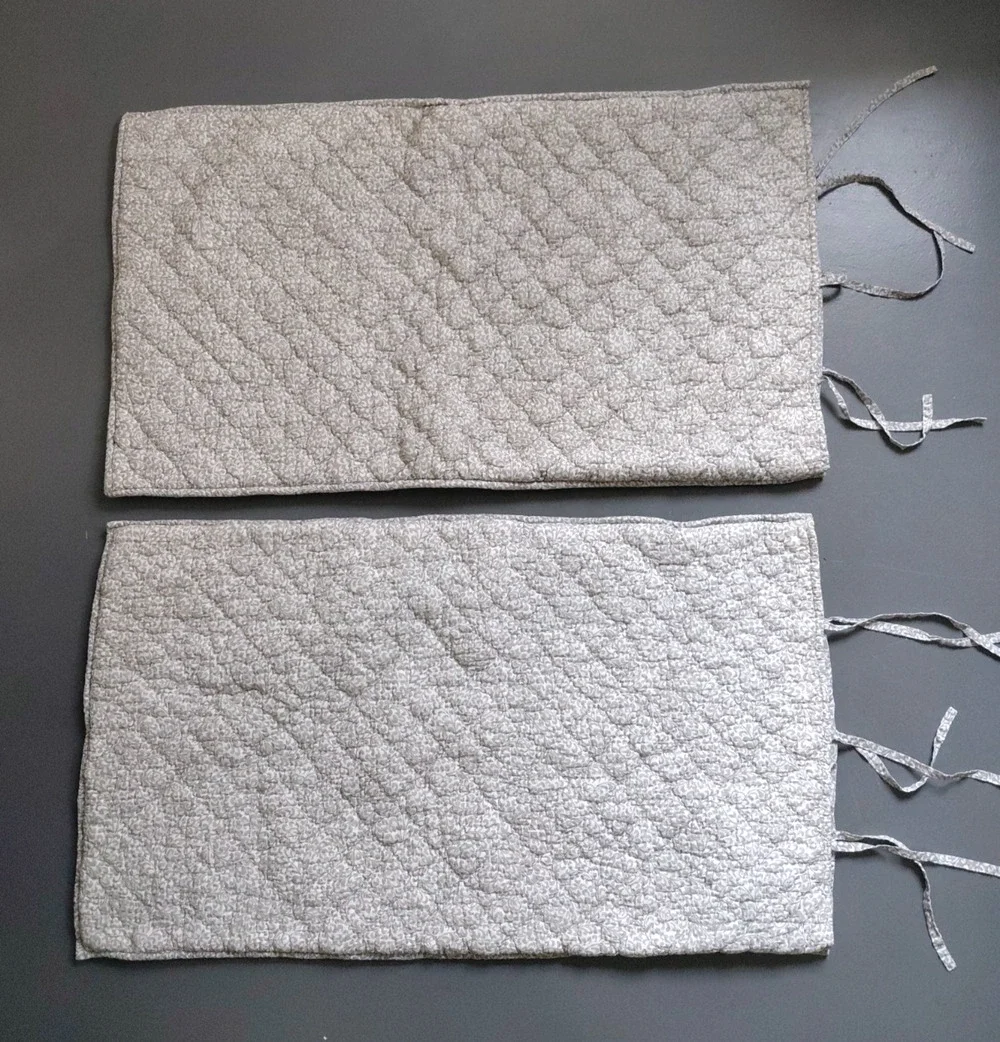 2 THE COMPANY STORE Quilted Pillow Shams Set Gray KING Size Tie Closure Cozy